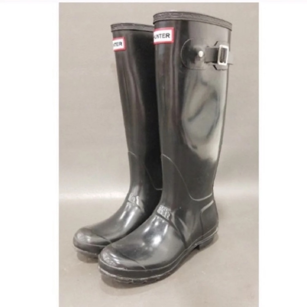 Hunter black glossy boots - Picture 2 of 7